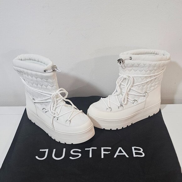 JustFab Neve Cold Weather Bootie /Bright White/ Women's Size 8.5 - 0407 64 6867 - Picture 1 of 6